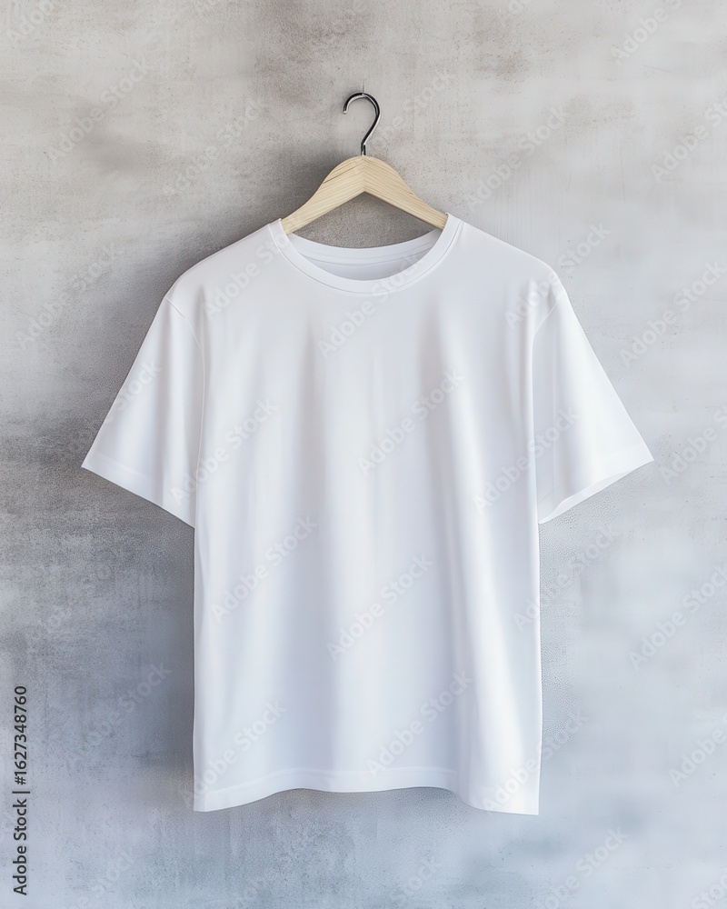 Minimalist Design of White Shirt Hanging on Wooden Hanger Minimalist Design of White Shirt Hanging on Wooden Hanger