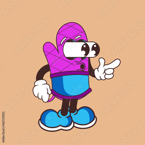 Retro character design from oven glove shocked