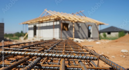 Konstruksi Rumah Baru Dengan Besi Tulangan Pondasi