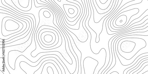 Smooth contour lines in abstract minimal topographic pattern background.