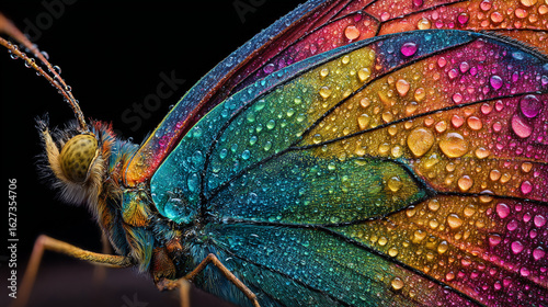 Rainbow butterfly, macro photography, surrealist nature