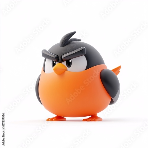 Cute Cartoon Robin with Round Body and Orange Breast Illustration