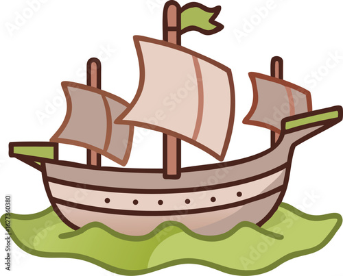 Vintage caravel sailing ship illustration for maritime projects