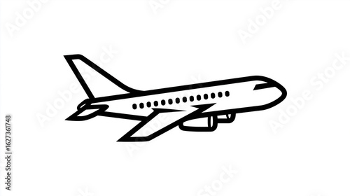 Minimalist Airplane Line - Art Icon, Design for Aviation or Travel Apps