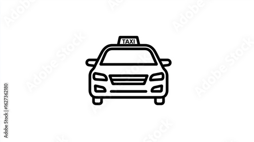 Modern Taxi Car Icon with Roof Sign, Line - Art for Ride - Hailing or Urban Transport Apps