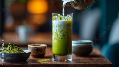 Iced matcha, fun drinks, creative barista beverages