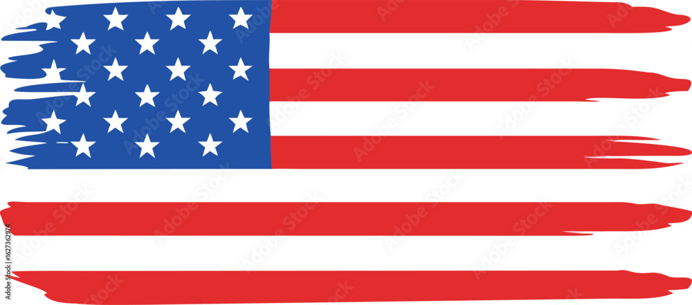 Fototapeta premium Stylized brush stroke american flag graphic