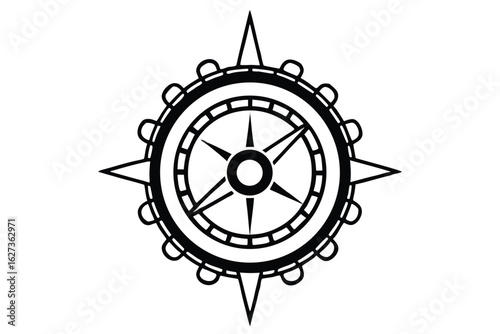 Steampunk compass with metallic gears and intricate details