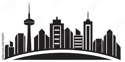 Modern toronto city skyline silhouette with iconic buildings and urban landscape