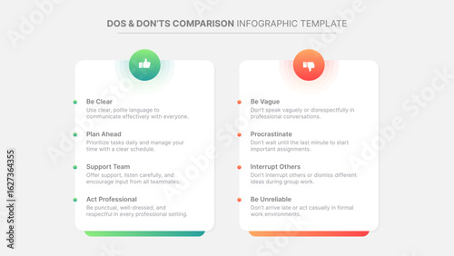 Dos and Don'ts, Pros and Cons, VS, Versus Comparison Infographic Design Template