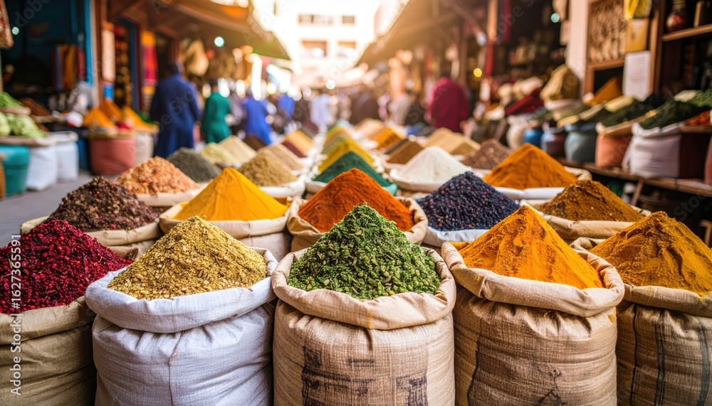 Fototapeta premium Colorful spice market scene