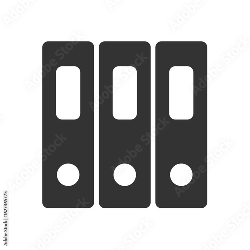 Silhouette icon of vertically standing file folders for document organization
