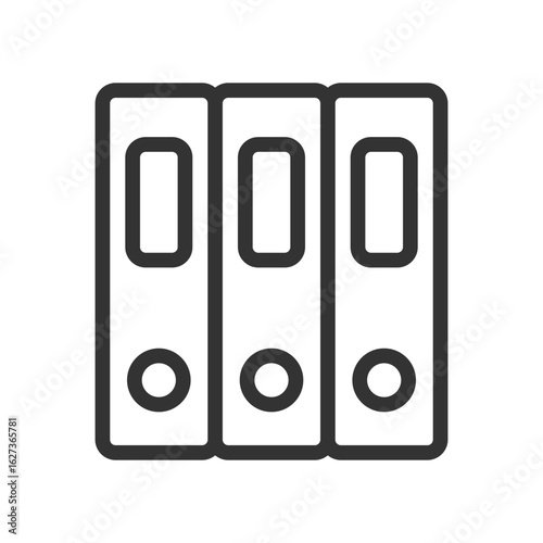 Outline icon of ring binder file folders for organizing office documents
