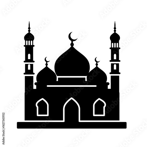 Silhouette of mosque icon.
Vector silhouette of mosque icon.