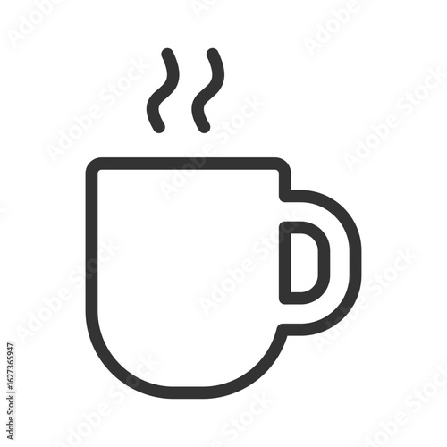 Outline hot drink cup icon vector illustration symbolizing coffee break, warmth, and relaxation
