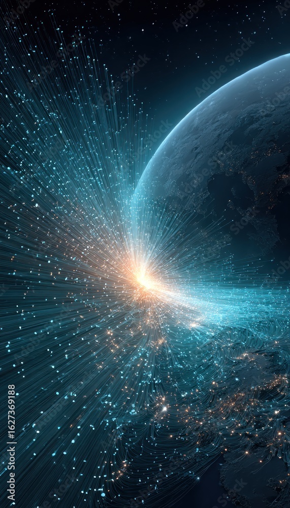 Obraz premium Digital planet burst