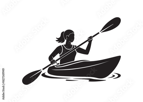 A Woman kayaking vector illustration design