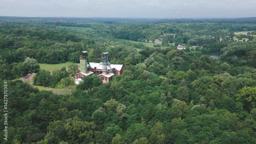 custom made wallpaper toronto digitalDisused industrial colliery amid lush green reforested landscape AERIAL