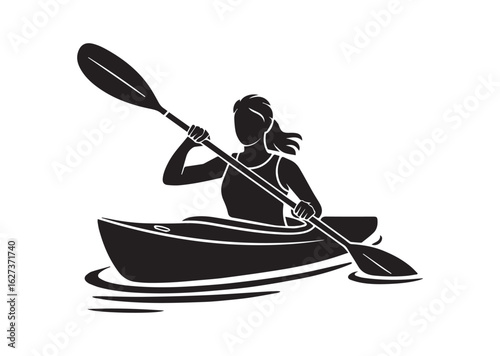 A Woman kayaking vector illustration design