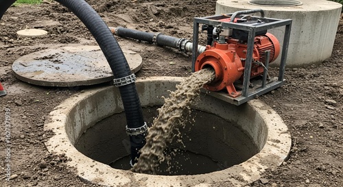 Septic Tank Pumping with Industrial Pump