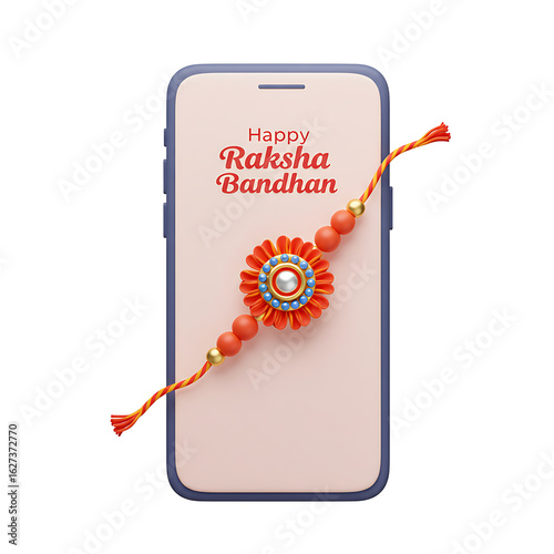 Happy Raksha Bandhan 3D Illustration on Smartphone Screen: A Festive Digital Greeting