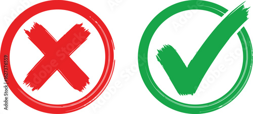 Red x and green check mark symbols for yes or no choices