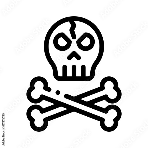 skull and crossbones line icon