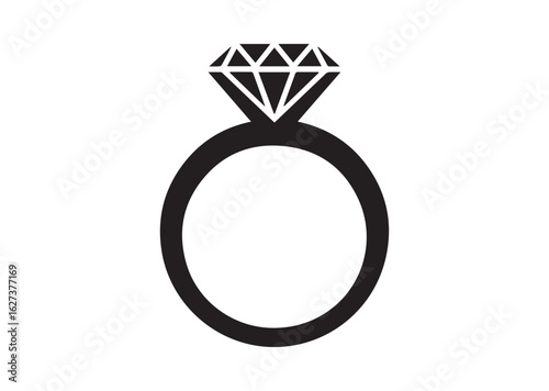 Diamond studded engagement ring vector illustration design
