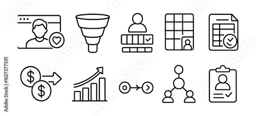 Business, marketing line icon set. data, strategy symbols linear collection