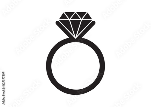 Diamond studded engagement ring vector illustration design