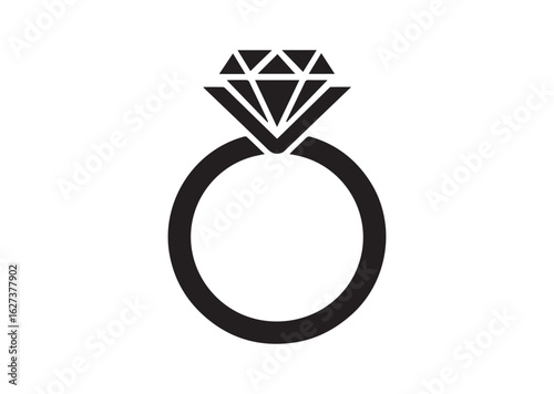 Diamond studded engagement ring vector illustration design