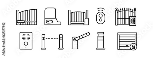 Security, gate line icon set. access control and protection icons line collection