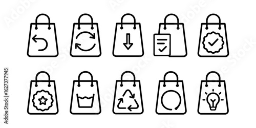Shopping and refunds line icon set. commerce, retail, purchase outline collection