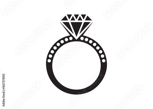 Diamond studded engagement ring vector illustration design
