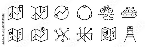Navigation, maps line icon set. gps, travel, directions outline collection