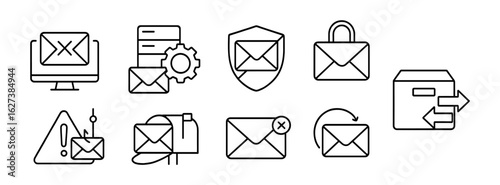 Email, communication outline icon set. mail, message, envelope icons collection
