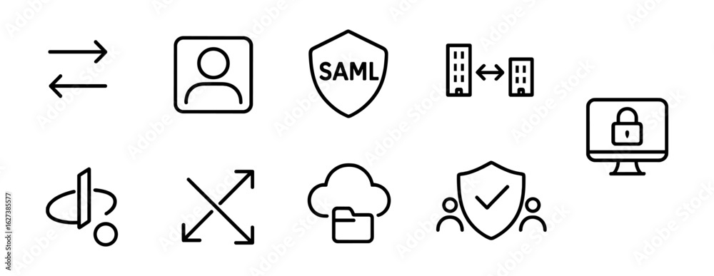 Fototapeta premium Authentication and security line icon set. identity, access, compliance icons line collection
