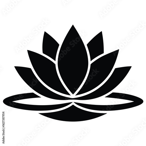 Black lotus flower symbol on white background vector