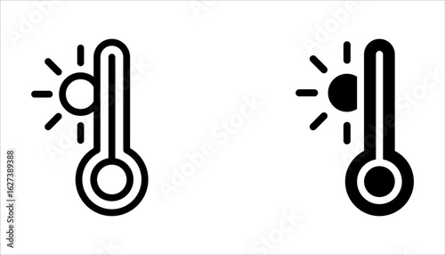 Thermometer icon set. Hot, cold, Warm, freeze weather. Celsius, temperature icon on white background