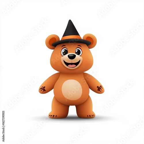 Cute Cartoon Bear in Halloween Costume with a Happy Expression