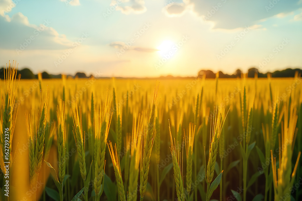 Fototapeta premium wheat field at sunset