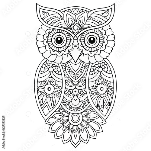Intricate mandala owl design for coloring and art