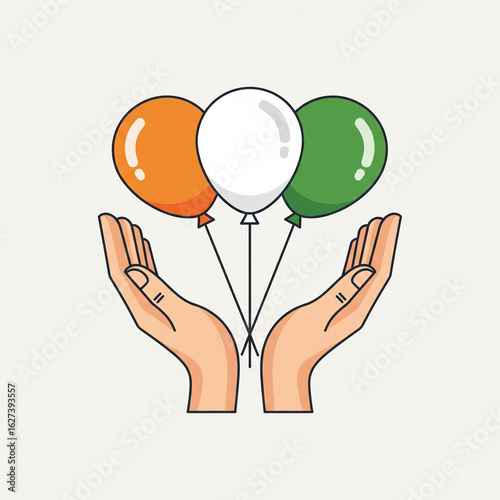 Balloon Bouquet in Gentle Hands: a vibrant trio of balloons floats gently above a pair of hands. A celebration of joy, and the purity of dreams, with artistic flair and inviting lines.