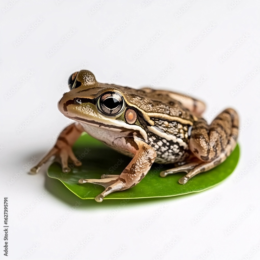 Obraz premium Frog on Leaf Highlighting Climate Change Breeding Challenges