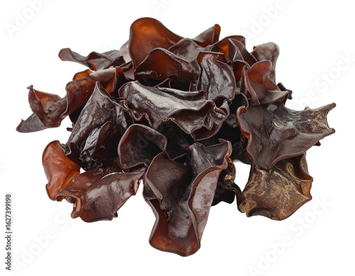 Dark Wood Ear Mushrooms on White Background