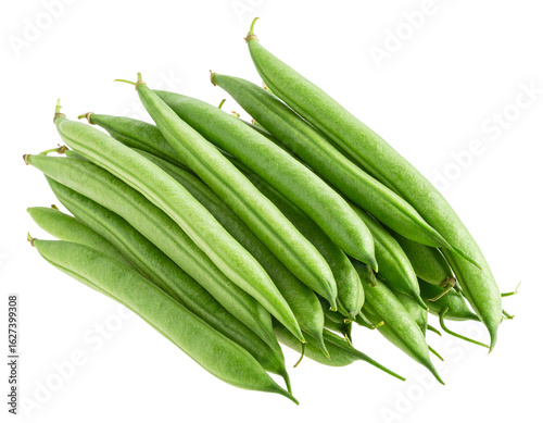Fresh Long Green Beans Isolated on White Background