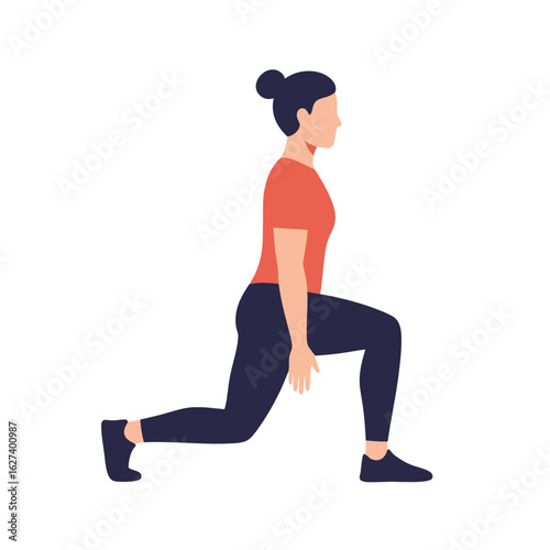 Woman Doing Lunge Exercise Illustration