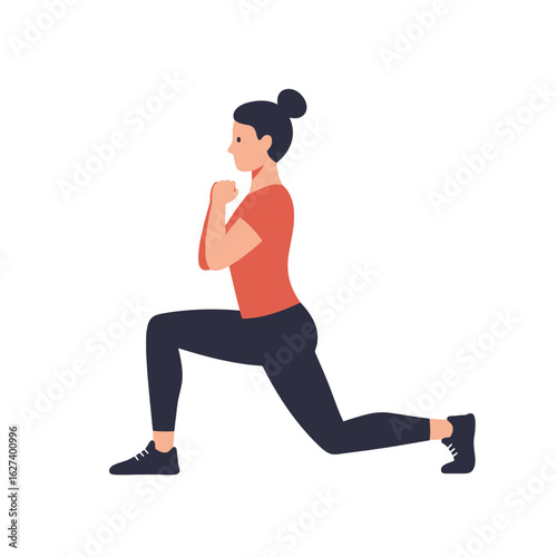 Woman Exercising: Vector Illustration of Lunge Workout