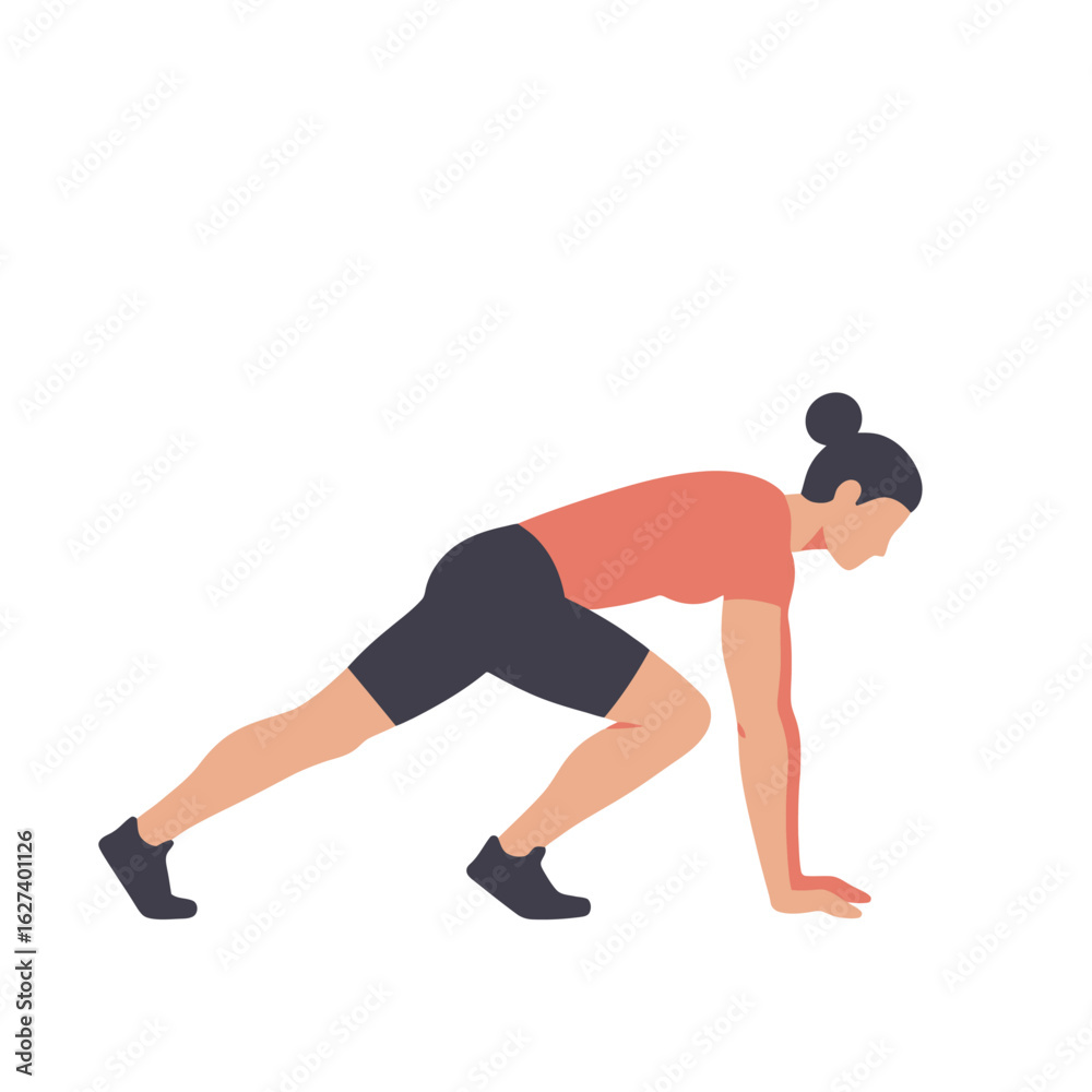 Woman Doing Mountain Climber Exercise Illustration Woman Doing Mountain Climber Exercise Illustration