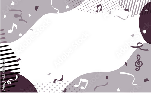 音符と紙吹雪の背景フレーム素材